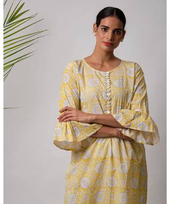 Yellow Ekani cotton Kurta,Pant And Dupatta Set of three 5