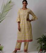 Yellow Eta cotton Kurta And Pant Set