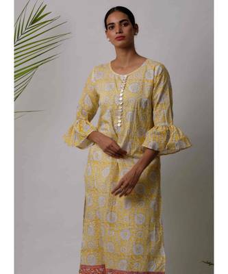 Yellow Eta cotton Kurta And Pant Set 3