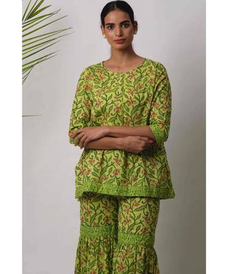 green Eeshta cotton Kurta 4