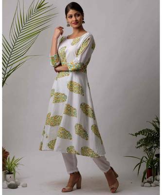 White Garima cotton Kurta And Pant Set of two 2