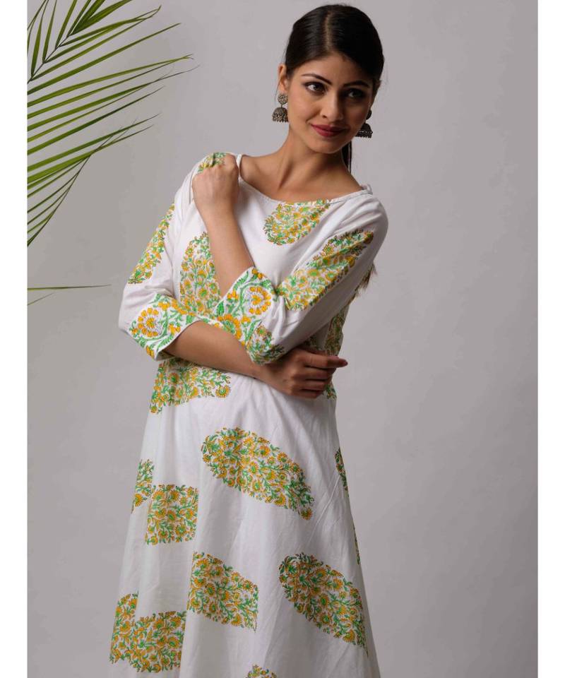 White Garima cotton Kurta And Pant Set of two
