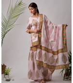 pink Hiral cotton Kurta,Sharara And Dupatta Set of three