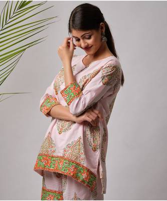 pink Hiral cotton Kurta,Sharara And Dupatta Set of three 5