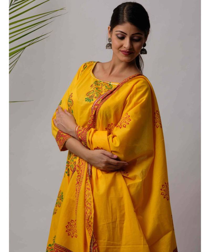 Yellow Yora cotton Dupatta