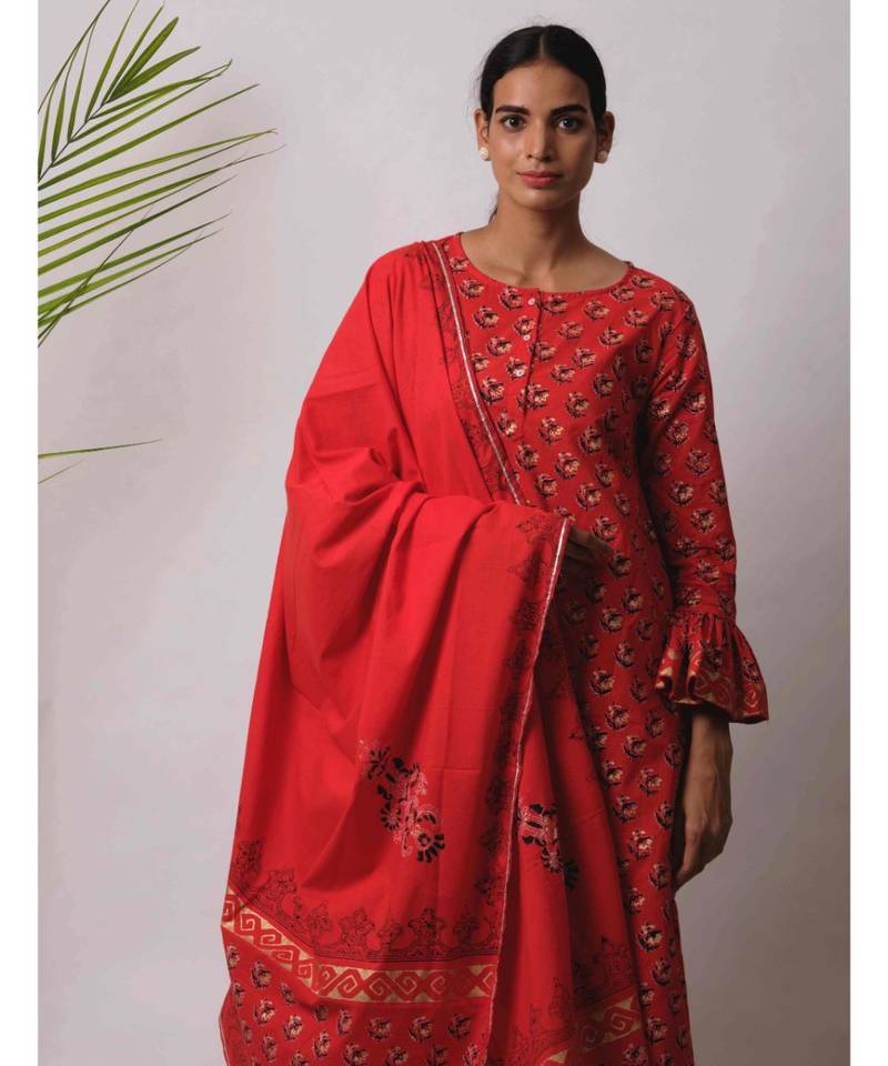 red Aria cotton Dupatta
