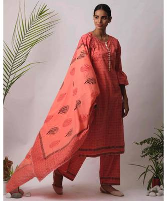 peach Buti cotton Dupatta 1