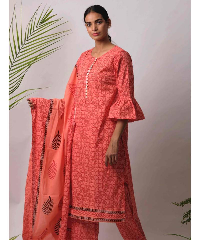 peach Buti cotton Dupatta