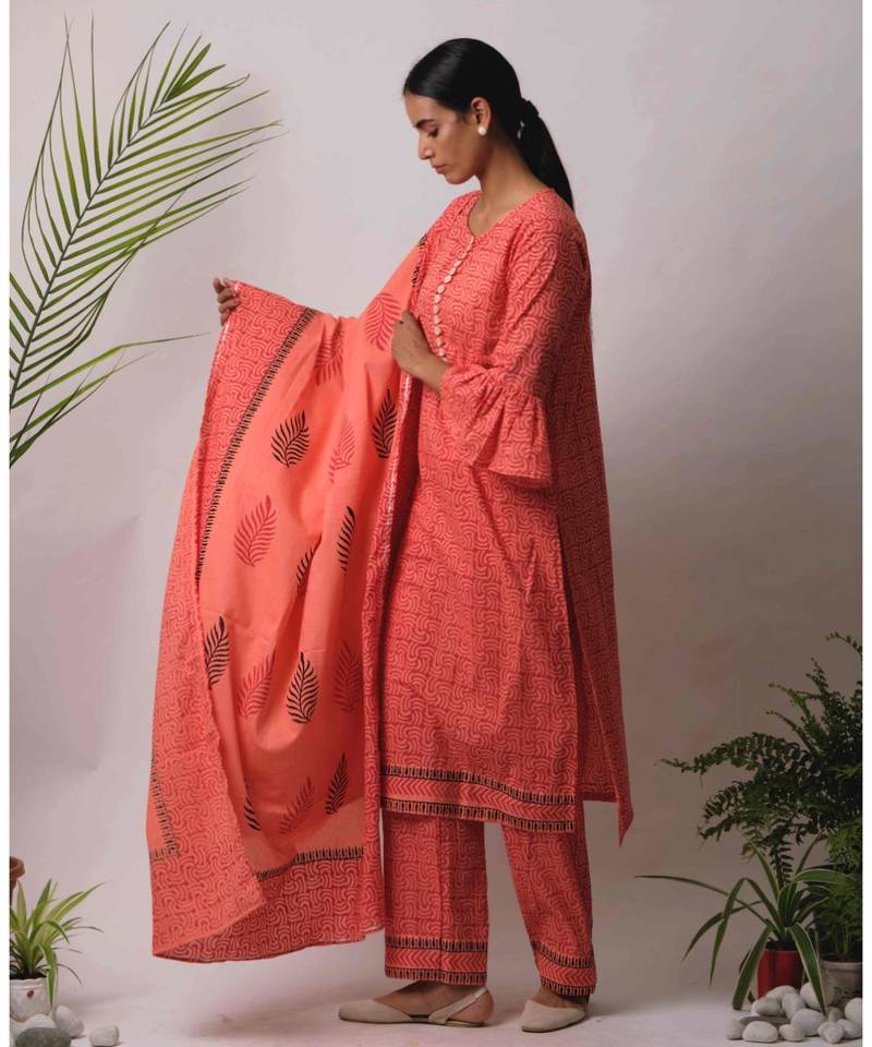 peach Buti cotton Dupatta