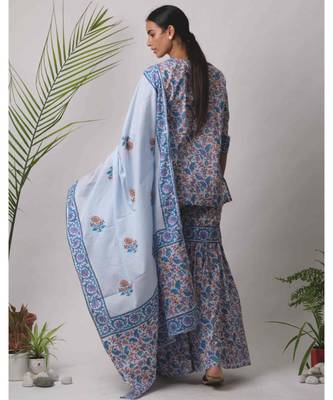turquoise Diya cotton Dupatta 4