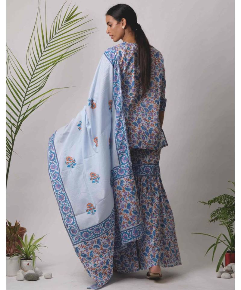 turquoise Diya cotton Dupatta