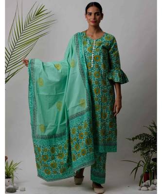 Green  Geet cotton Dupatta 1