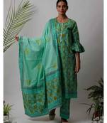 Green  Geet cotton Dupatta