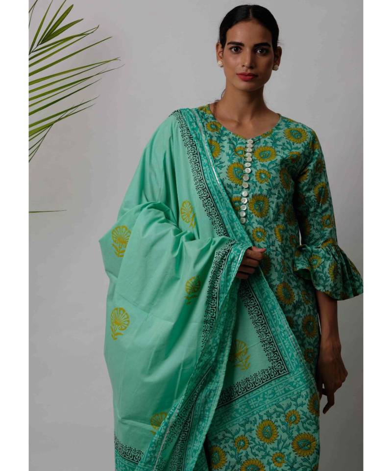 Green  Geet cotton Dupatta