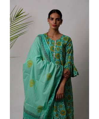 Green  Geet cotton Dupatta 3