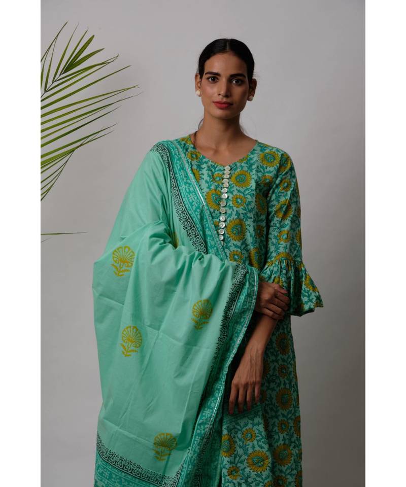 Green  Geet cotton Dupatta