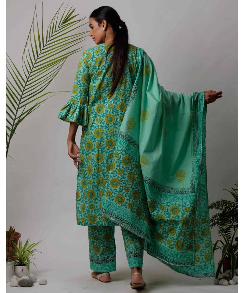 Green  Geet cotton Dupatta