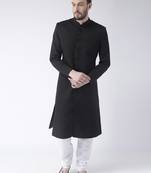 Black Plain Polyester Stitched Indo Western Dresses