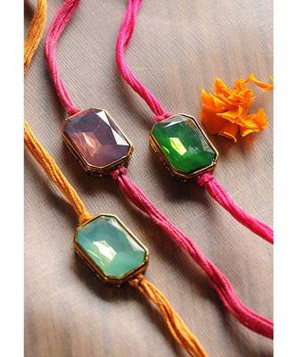 Handmade Crystal  Rakhis - Set Of 3 1