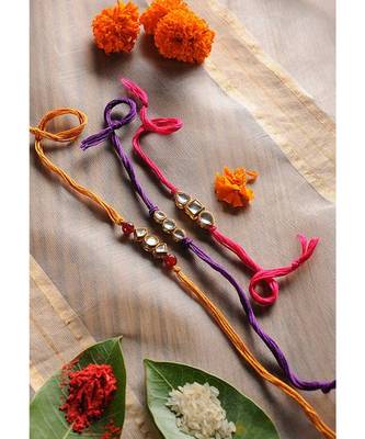 Handmade Kundan Work  Rakhis - Set Of 3 1