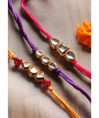 Handmade Kundan Work  Rakhis - Set Of 3 2