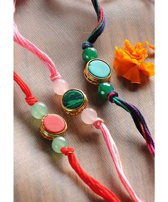 Handmade Marble Stone Rakhis - Set Of 3 2