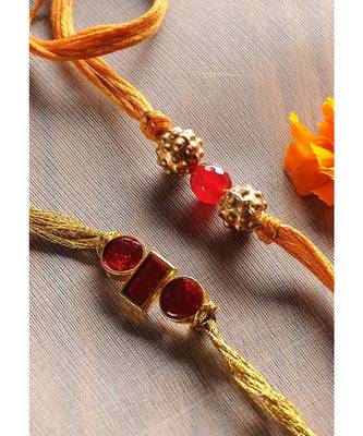 Handmade Enamel And Semi Precious Stone Rakhis - Set Of 2 2