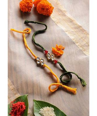 Handmade Kundan Work Rakhis - Set Of 2 1