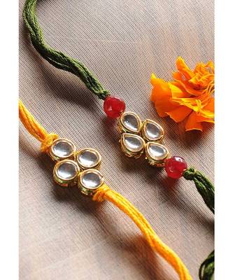 Handmade Kundan Work Rakhis - Set Of 2 2