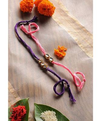 Handmade Kundan Work Rakhis - Set Of 2 1