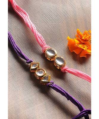 Handmade Kundan Work Rakhis - Set Of 2 2