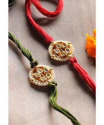 Handmade Kundan Work Rakhis - Set Of 2 2