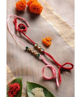 Handmade Kundan Work Rakhis - Set Of 2 1
