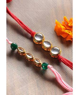 Handmade Kundan Work Rakhis - Set Of 2 2