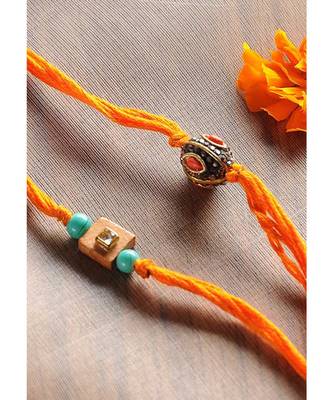 Handmade Kundan And Markasite Rakhis - Set Of 2 2