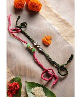 Handmade Kundan Work Rakhis - Set Of 2 1
