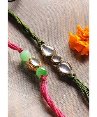 Handmade Kundan Work Rakhis - Set Of 2 2