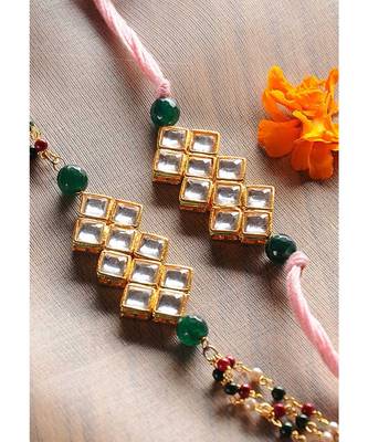 Handmade Kundan Work Rakhi And Lumba Set 2