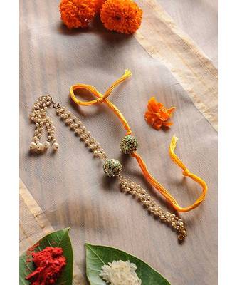 Handmade Meenakari And Cz Rakhi And Lumba Set 1