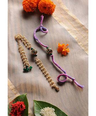 Handmade Kundan Meenakari Rakhi And Lumba Set 1
