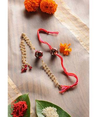 Handmade Kundan Meenakari Rakhi And Lumba Set 1