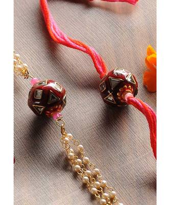 Handmade Kundan Meenakari Rakhi And Lumba Set 2