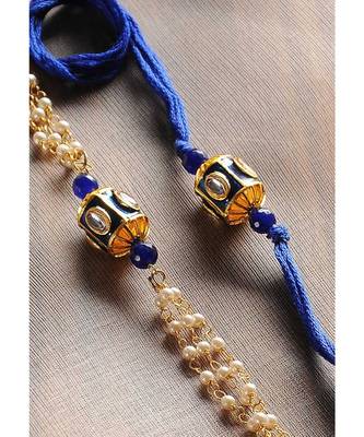 Handmade Kundan Meenakari Rakhi And Lumba Set 2