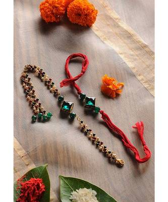 Handmade Crystal Rakhi And Lumba Set 1