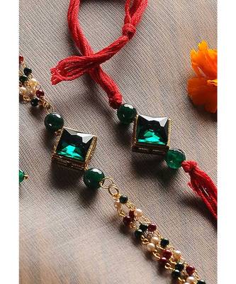 Handmade Crystal Rakhi And Lumba Set 2