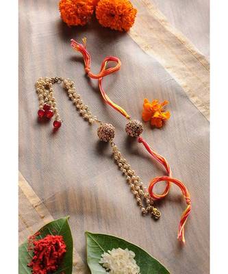 Handmade Meenakari Rakhi And Lumba Set 1
