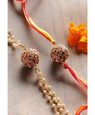 Handmade Meenakari Rakhi And Lumba Set 2