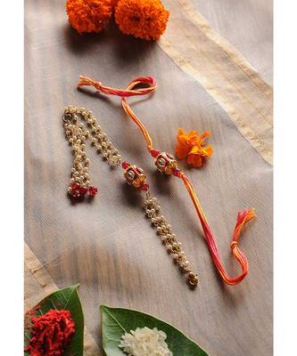 Handmade Meenakari Kundan Rakhi And Lumba Set 1