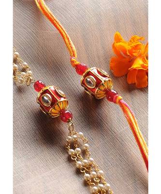 Handmade Meenakari Kundan Rakhi And Lumba Set 2