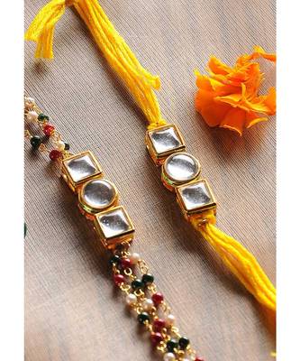 Handmade Kundan Work Rakhi And Lumba Set 2